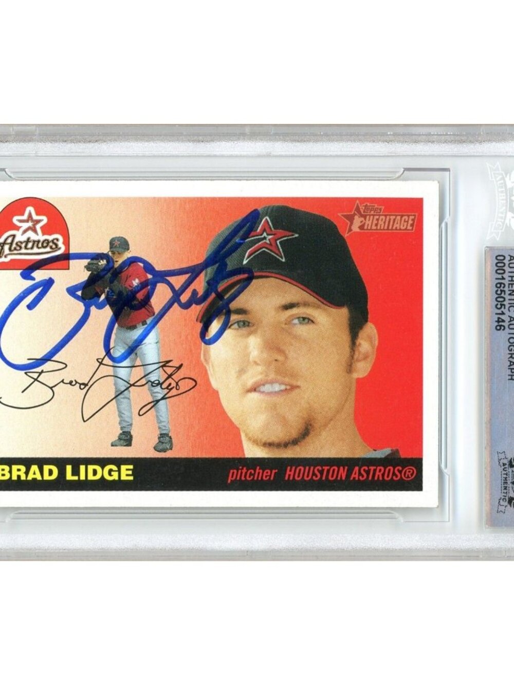 Brad Lidge Signed 2004 Topps Heritage #353 Astros Beckett BAS Slabbed Auto